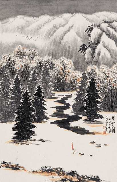 卢星堂 晴雪图 镜心